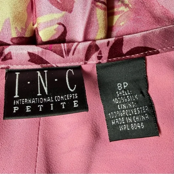 VTG 90s INC Silk Floral Midi Skirt 8P Fairycore Cottagecore Pink Coquette Mesh - Picture 5 of 7